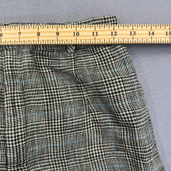 Reformation 100% Linen Wide Leg Plaid Pants‎ Black White Blue Size 2 High Rise - Image 4