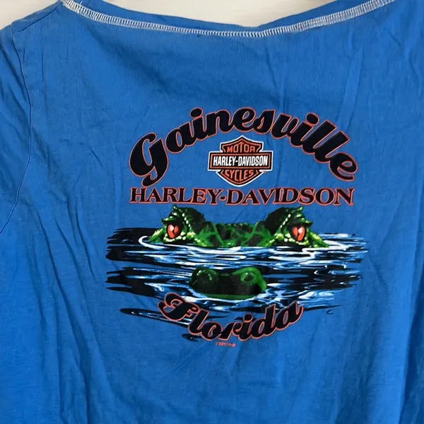 HARLEY DAVIDSON Woman’s Blue Short Sleeved Florida Size Large TShirt - Image 4