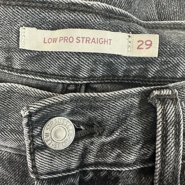 Levi's Low Pro Straight Jeans Womens 29 Black Wash Denim 90s Style 100% Cotton - Image 5