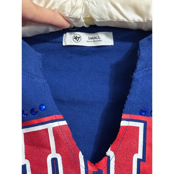 Philadelphia Phillies Oversized‎ Rhinestone Crop Top Tee Baseball MLB Sporty S - Image 6