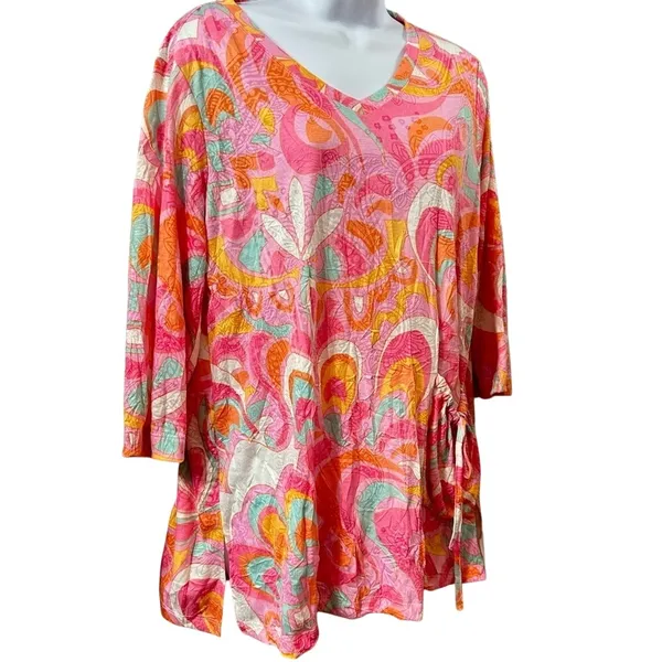 Ali Miles Blouse V-Neck Tunic Abstract Geometric Print Size Medium Top - Image 11