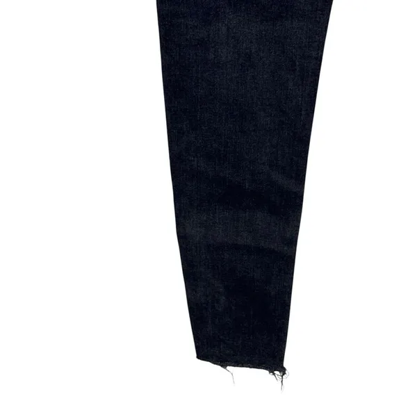 Zara Women's Jeans Ankle Zip Raw Hem Mid-Rise‎ Denim Fading Stretch Black Sz. 2 - Image 8