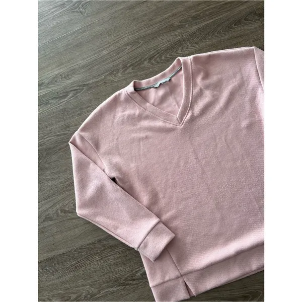 Marc New York V Neck Sweater Womens L Dusty Pink Ribbed Long Sleeve Sweatshirt - Image 8