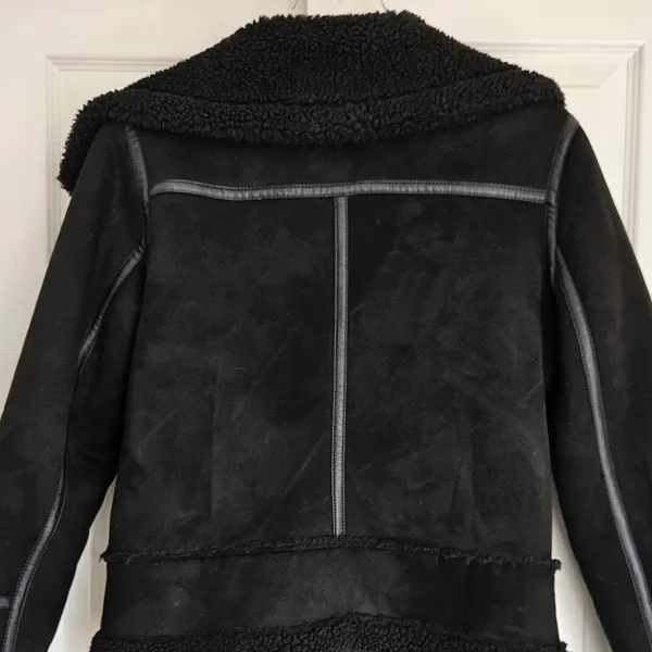 ZARA Women's Double Sided Jacket Faux Suede Shearling Moto Aviator Size Medium‎ - Image 7