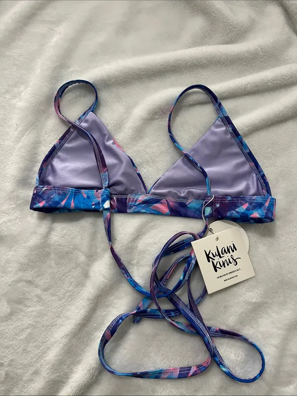 New Kulani Kinis Women’s Sapphire Twilight Palms Triangle Bikini Top Medium NWT - Image 7
