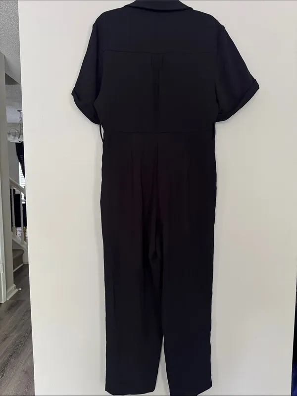 Zara Black Short-Sleeve Utility-Style Jumpsuit - Image 4