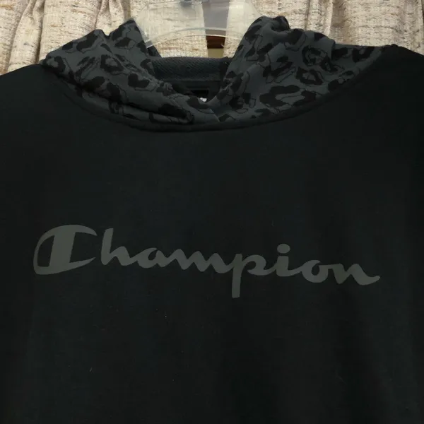 Champion Black Leopard Print Logo Hoodie  - Image 2