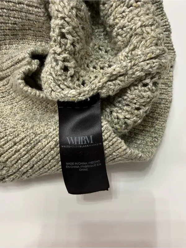 White House Black Market Olive Green V-Neck Cable Knit Sweater - Image 6