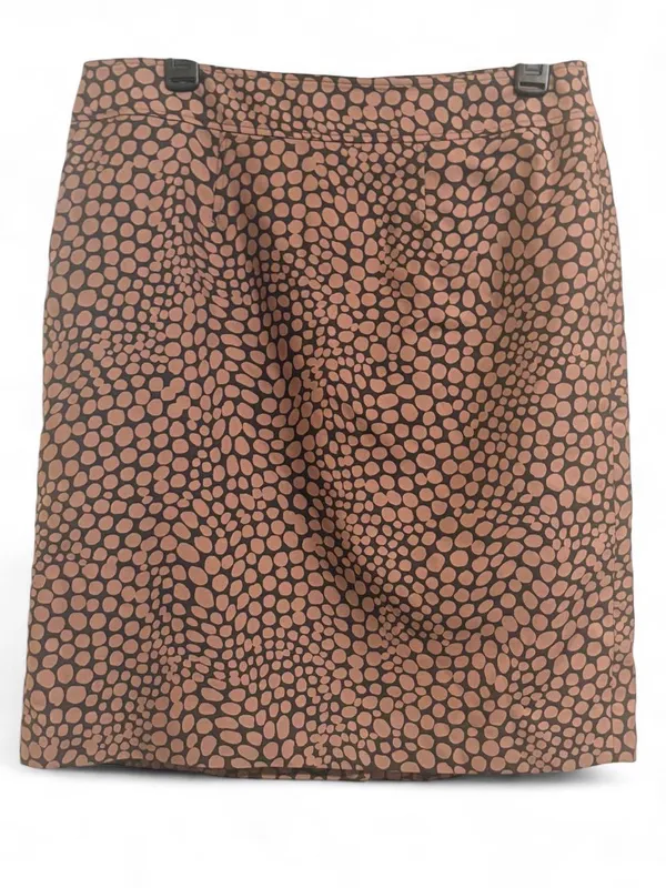 Women’s Loft Brown With Beige polkadot Pattern Pencil Skirt Sz 10 - Image 2