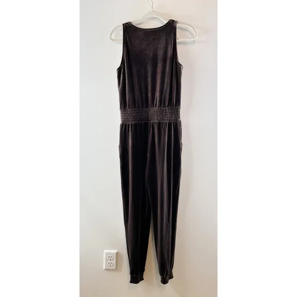 Commando Greige Velvet Velour Sleeveless Tank Jogger Jumpsuit Brown XS - Image 6