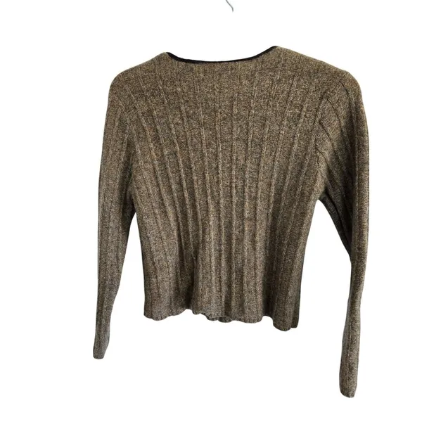 Vintage Crossing Pointe 100% Wool Brown Sweater Button up Winter Sweater - Image 2
