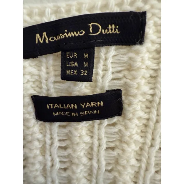 Massimo‎ Dutti ITALIAN YARN Designer Cream lightweight Knit Maxi Dress Luxury M - Image 5