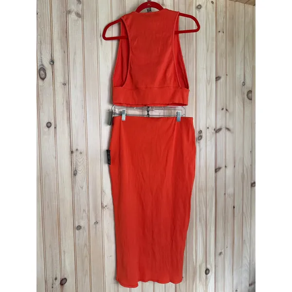 NWT Lulus Absolute Edge Orange Sleeveless Two-Piece Bodycon Midi Dress Size XS - Image 7