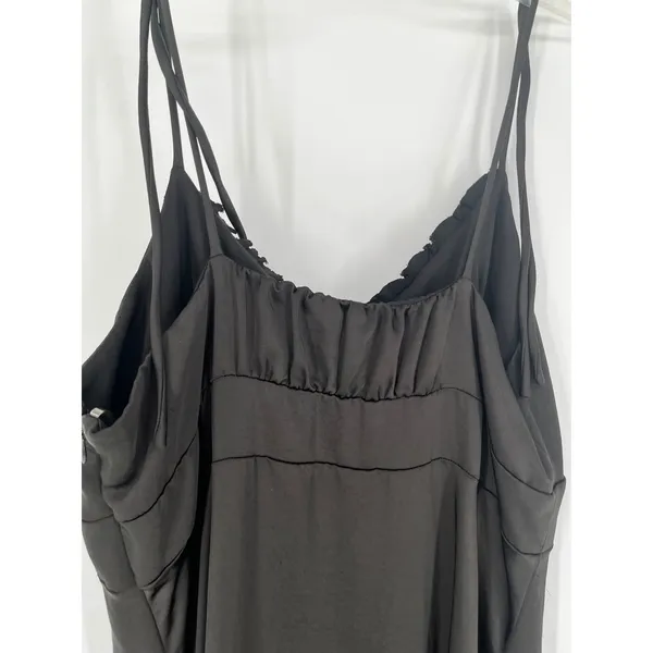 NINE WEST Ruffle Hem Dress Womens XXL Black Spaghetti Strap V-neck LBD Goth Chic - Image 14