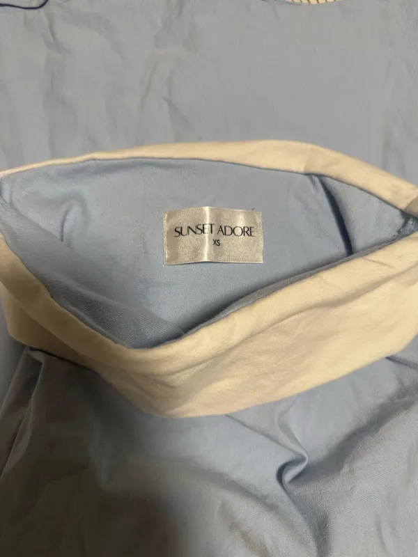 Sunset Adore Light Blue Strapless Fold Over Dress Size XS - Image 2