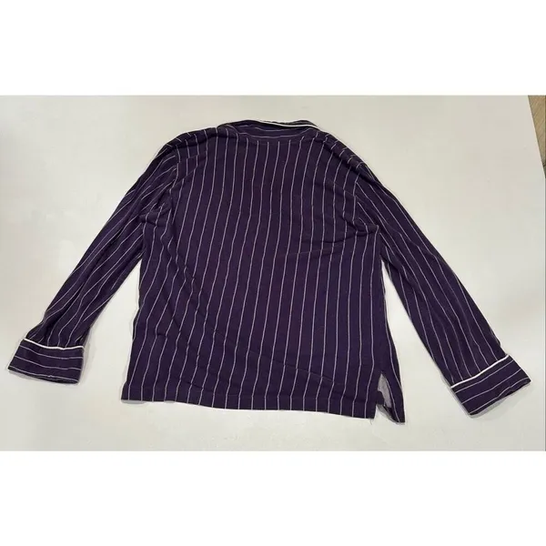 Lauren Ralph Lauren Purple Pinstripe Pajama Set Medium Sleepwear Lounge Set - Image 4