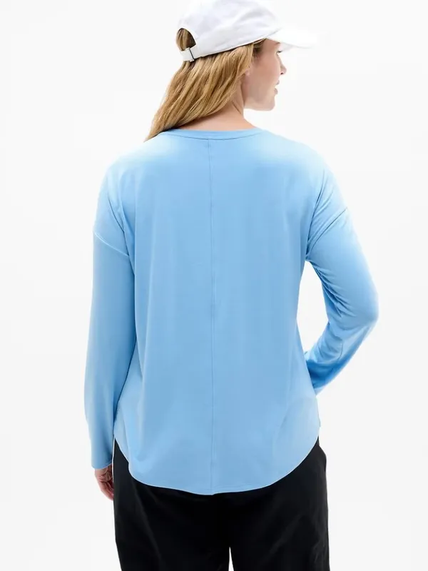 New Athleta L Move With Ease Top  Large  Regular Breeze Blue Long Sleeve - Image 5