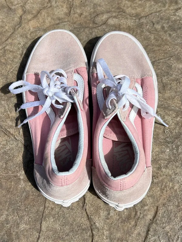 Vans Pink Suede & Canvas Low Tops with White Accents - Image 3