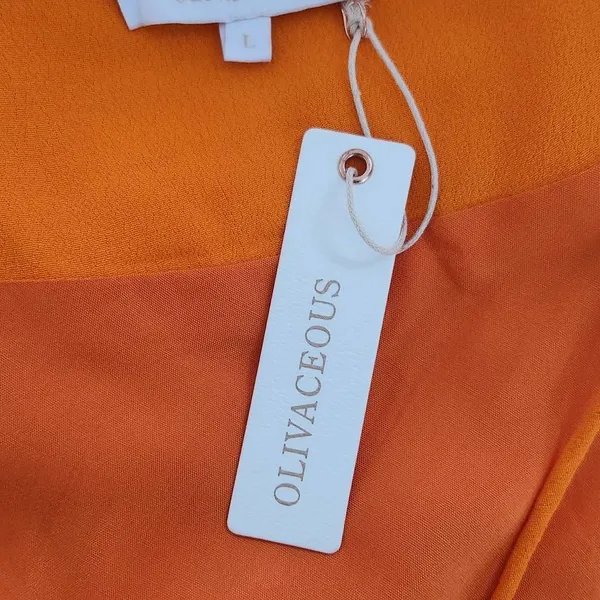 Olivaceous Orange Sundress with Ruched Bust NWT Size Large Orange Slip Dress - Image 7
