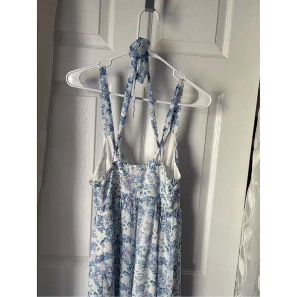 Lulus My Love Story Floral Print Tie-Back Maxi Dress side zipper size S - Image 5