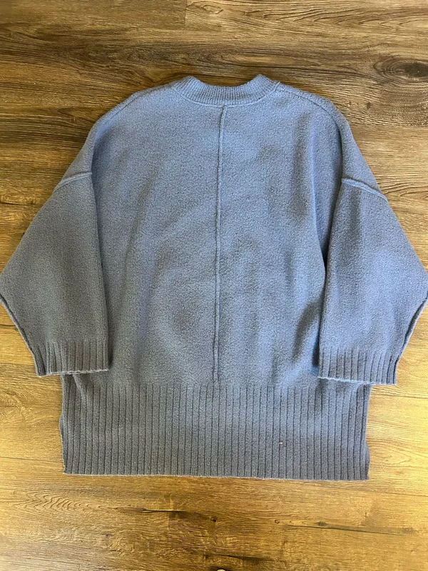 Free People Solid Blue Sweater - Image 5
