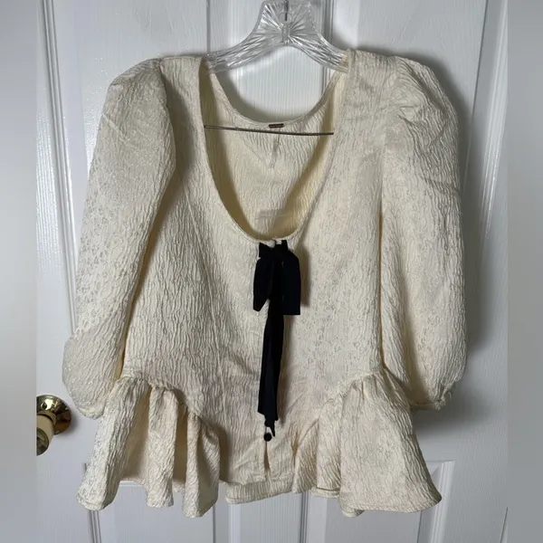 Free People NEW Pamela Bow Top in White Alyssum M - Image 3