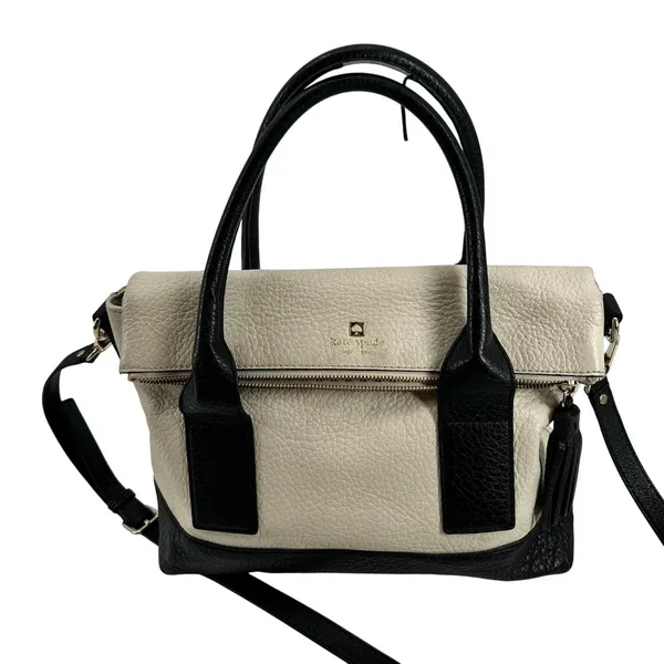 Kate Spade Southport Avenue Carmen Convertible Satchel Handbag Purse cream black - Image 2
