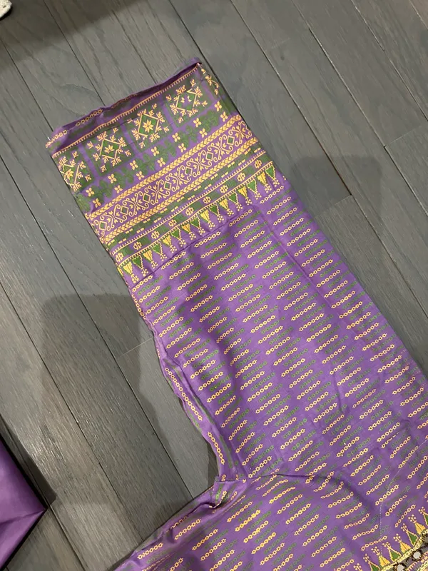Dull Purple Printed 3pc Salwar Kameez Dupatta Suit Emb Ladies - Image 4