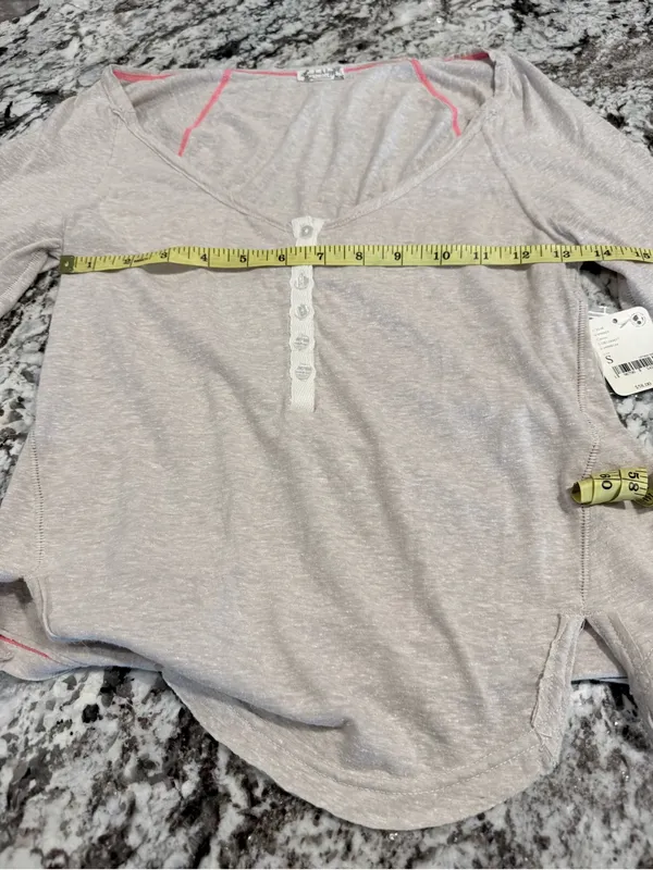 NWT Intimately Free People Henley Top Small Oatmeal Long Sleeve Boho - Image 6