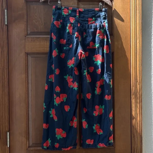 Maeve The Colette Cropped Wide-Leg Pants in Strawberry Linen Edition Size 26 - Image 6