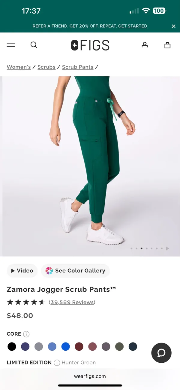 FIGS Scrub Pants Jogger Hunter Green - Image 2