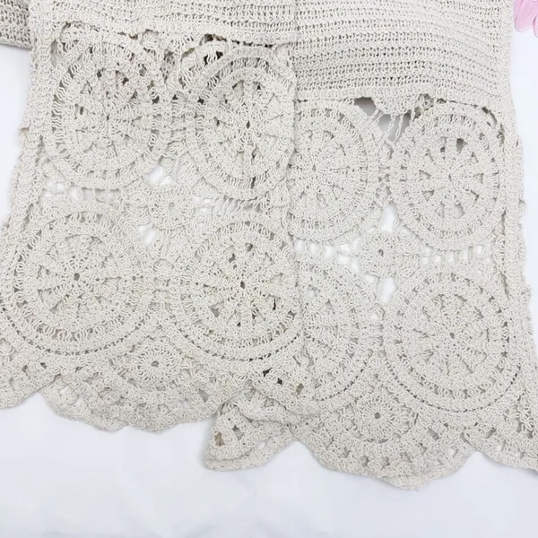 Solitaire X Anthropologie Crochet Wide Leg Pants Cream Ivory Boho Bohemian - Image 9