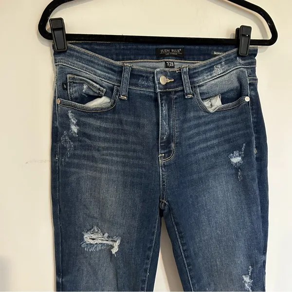 Judy Blue Distressed‎ Skinny Denim Jeans Size 7/28 - Image 3