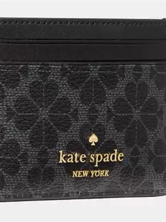 ✨ NWT Kate Spade New York Black Spade Flower Monogram Slim Card Holder Wallet ✨ - Image 3