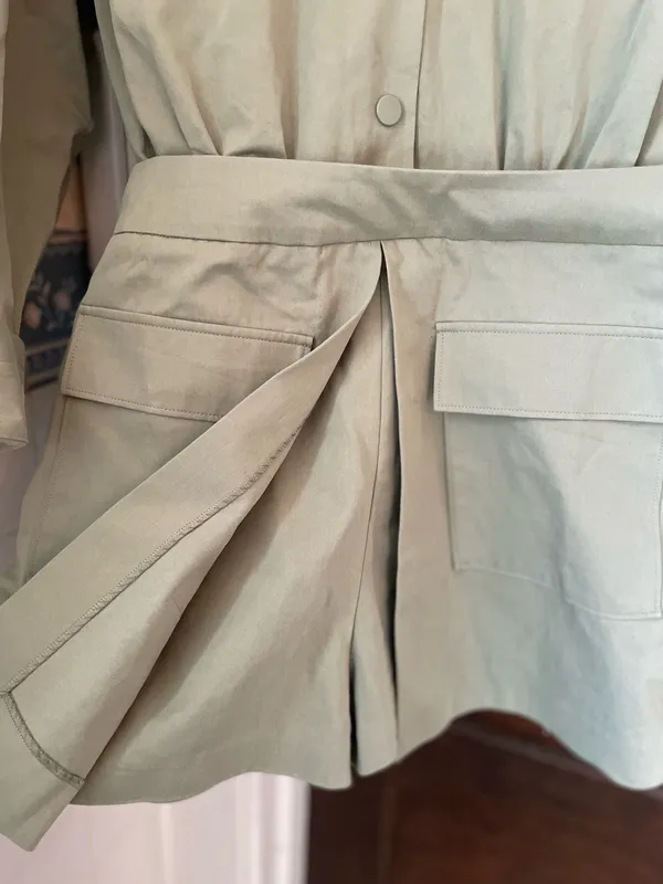 Mare mare Anthropologie long sleeve Olive Green Utility Romper - Image 4