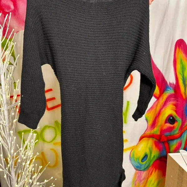 N158. Cupshe - Black long sleeve maxi dress with tie back - Image 3