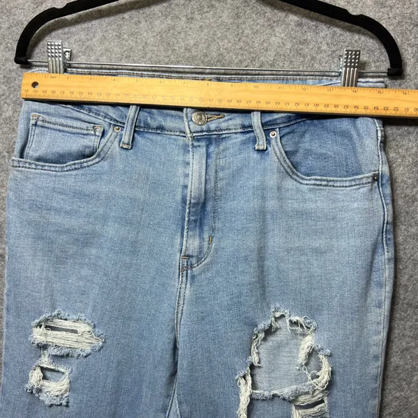 Levis 721 High Rise Skinny Jeans Distressed Ripped Light Wash Size‎ 30 Raw Hem - Image 2