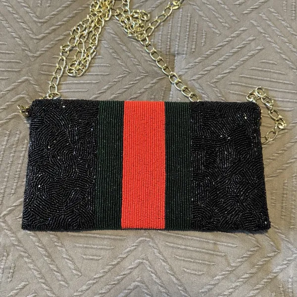 Pria Handcrafted Bee Envelope‎ Black Clutch NWOT Beaded Wallet - Image 9