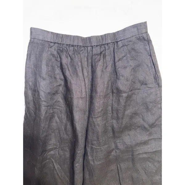Anthropologie Pleated Culotte Trousers Black 100% Linen Wide Leg Cropped NWT Med - Image 12