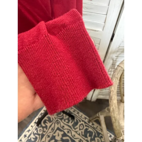 CABI Women's Medium Ballet Wrap Cardigan Sweater Red Cotton Angora Rabbit Hair - Image 11