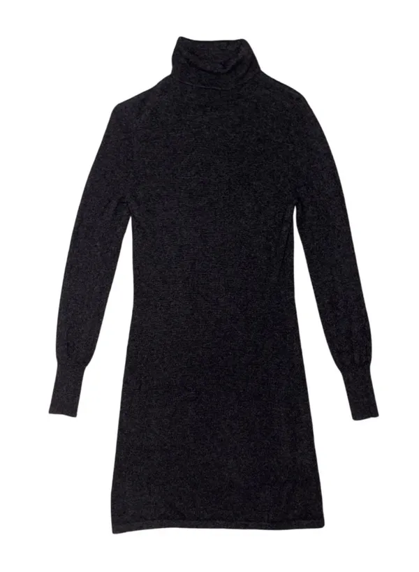 Lusso Cashmere Dark Grey Turtleneck Sweater Dress - Image 2