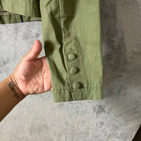 ModCloth Military Inspired Olive Green Button Jacket‎ Structured Fit Size Small - Image 4