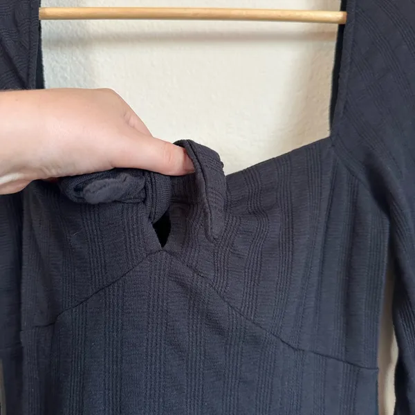 Free People Black Square Tie Neck Blouse - Image 7
