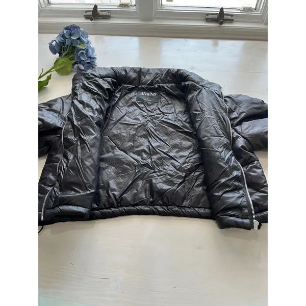 ANWND Cropped‎ Puffer Jacket Full Zip Quilted Lightweight Black Size S - Image 9