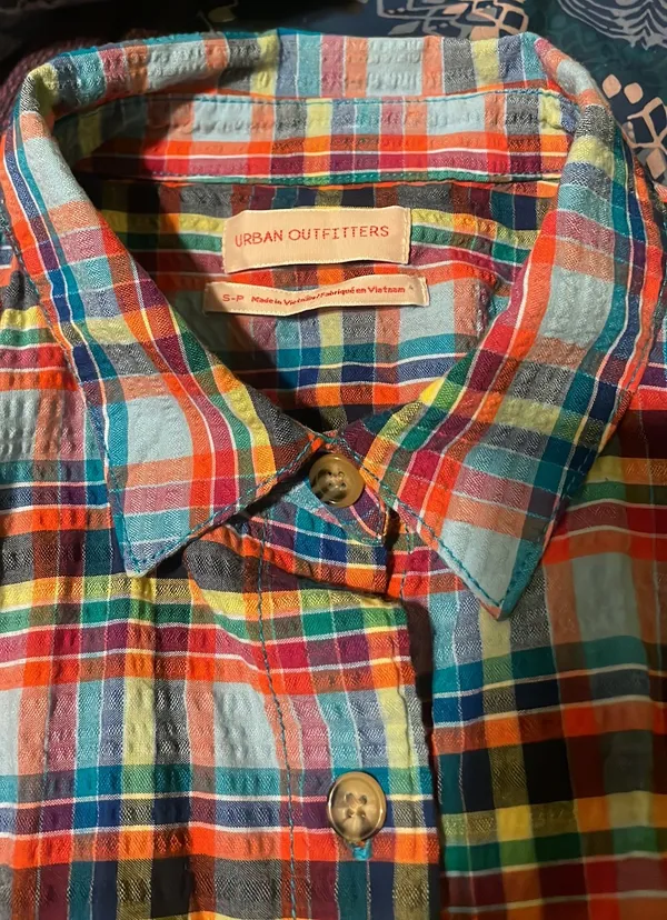 Oversized Bryce Plaid Longline Button-Down Shirt $88 EUC S - Image 9