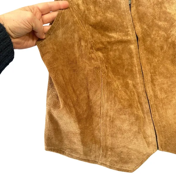 Urban Outfitters Women's XL Brown Suede Leather Zip Up Vest Western Country Boho - Image 5