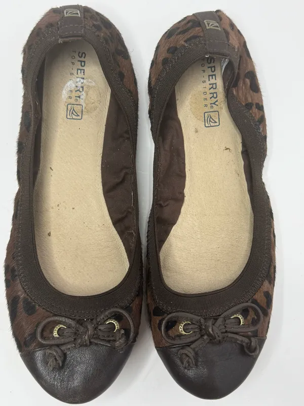 Sperry Top-Sider Elise Leopard Calf Hair Ballet Flats Size 7M - Image 2