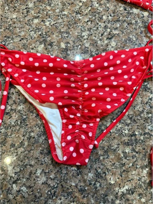 Doll & Co Red Polka Dot Bikini Set Made in USA. NEVER WORN - Image 4