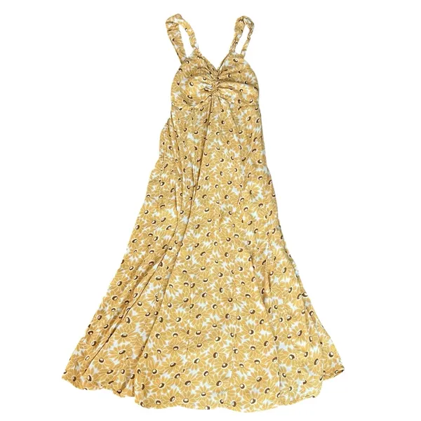 Free People Women’s Rosalee Midi Dress Yellow Combo Sunflowers Floral Print Sz M - Image 10