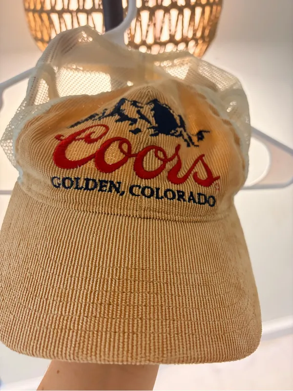 Coors Embroidered Trucker Cap in Mustard Yellow and Cream - Image 3